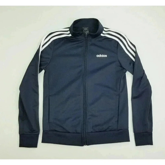 Adidas Youth Size Small Long Sleeve Full Zip Pockets chest Logo Track Jacket - Picture 1 of 10